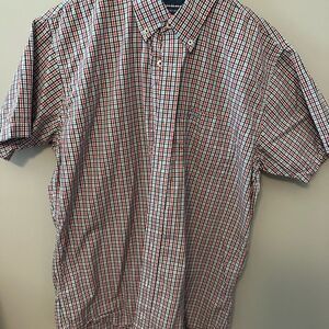 Coastal Cotton Brand Classic Red‎ and Navy Checkered Men's Shirt Medium